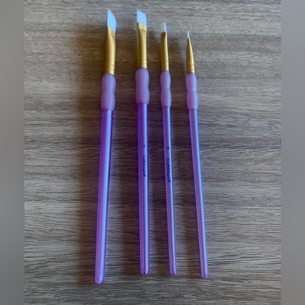 NWOB Never Used CraftSmart Purple Gold Makeup Brushes 4 Piece No 12 8 4 & 2